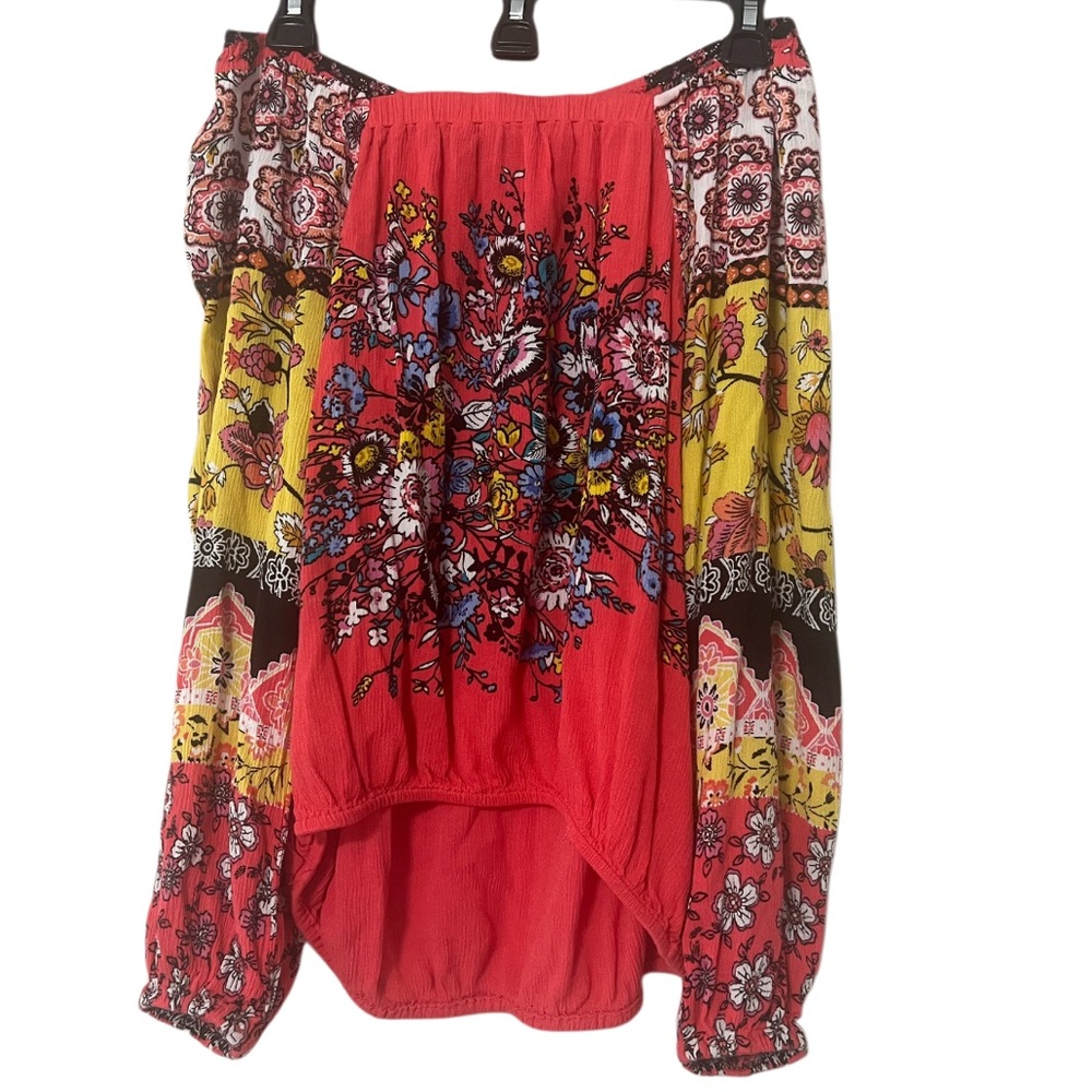 Colorful Vintage Floral Off-Shoulder Top